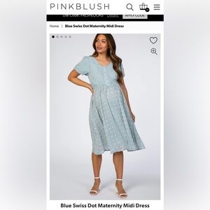 PinkBlue Blue Swiss Dot Maternity Dress Large